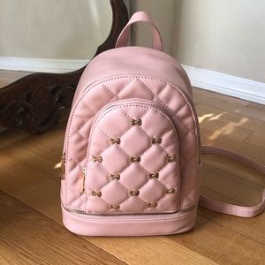 Faux Leather Pink Bow Backpack